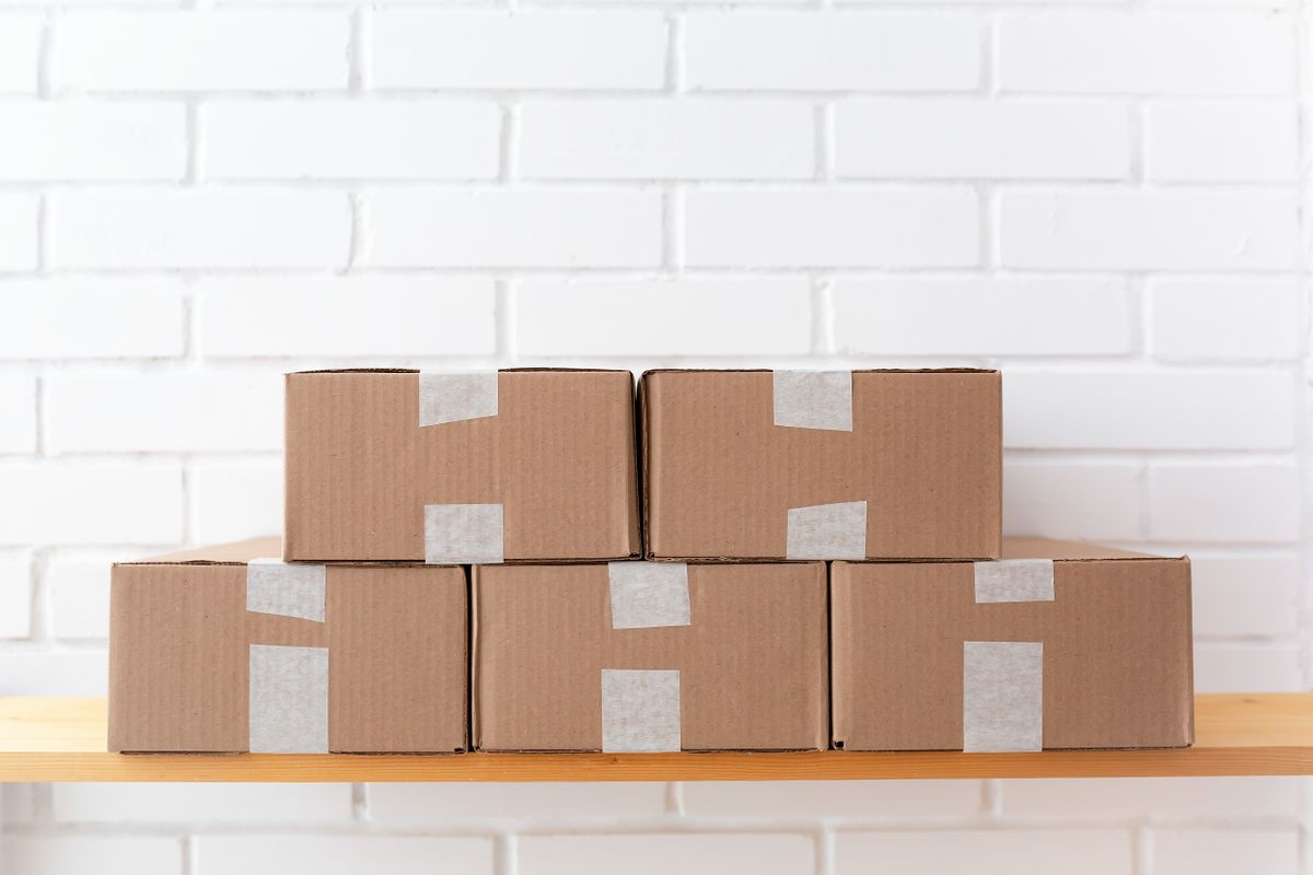 Stack of corrugated cartons ready for dispatch